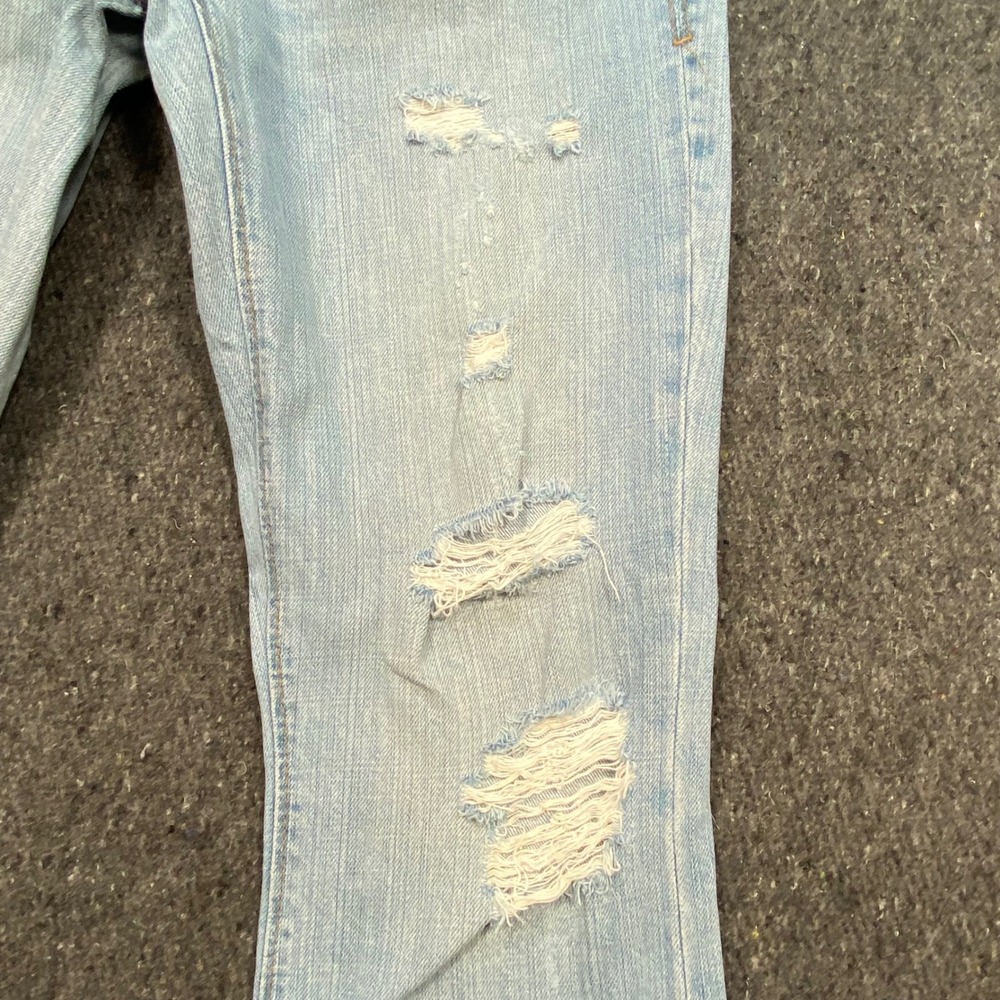 American Eagle Jeans 4 Regular Womens Light Blue Distressed Bootcut Low Rise - Picture 2 of 14